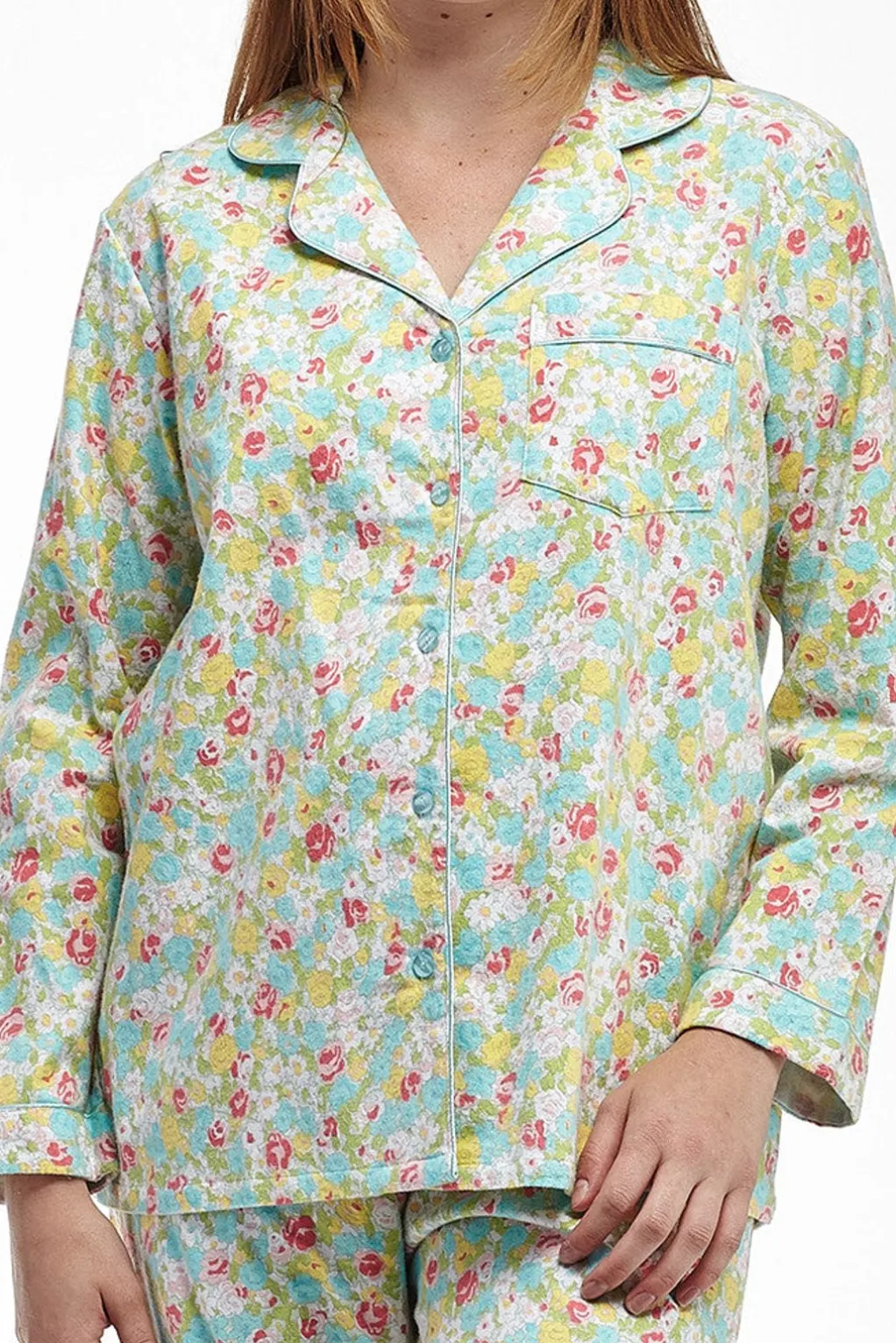 La Cera™ La Cera Long Sleeve Floral Flannel Pajama Set