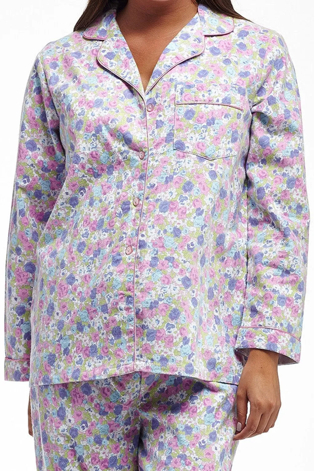 La Cera™ La Cera Long Sleeve Floral Flannel Pajama Set