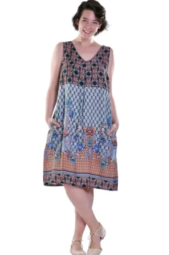 La Cera™ La Cera Multi Print Sleeveless Dress