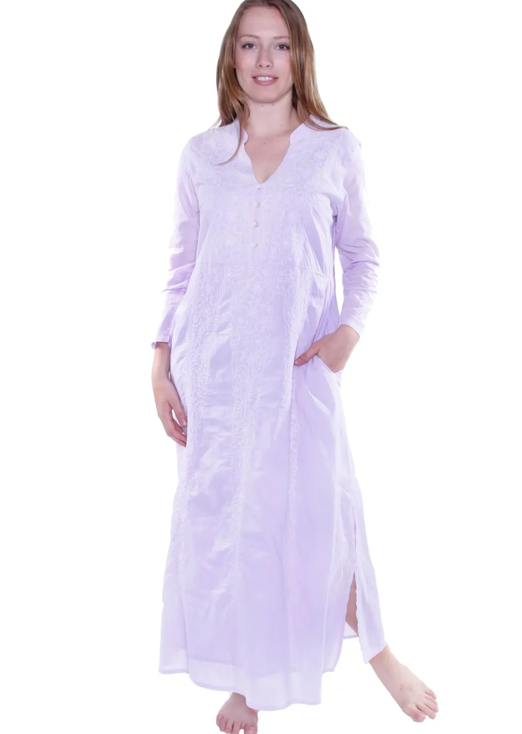 La Cera™ La Cera Notch V-Neck Embroidered Caftan