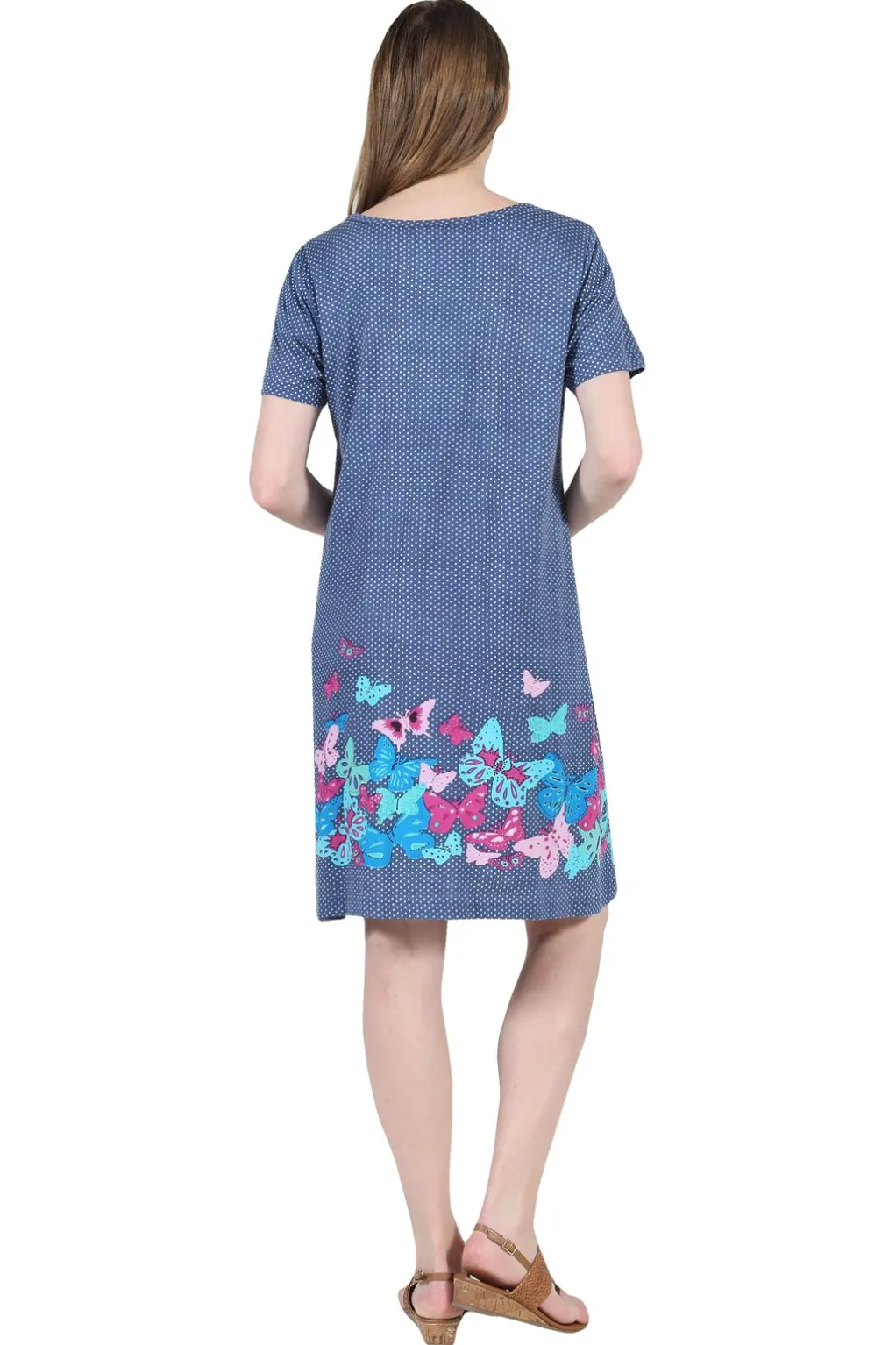 La Cera™ La Cera Novelty Floral Butterfly Print Short Sleeve Dress