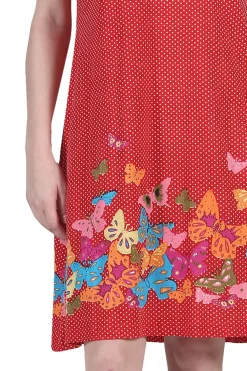La Cera™ La Cera Novelty Floral Butterfly Print Short Sleeve Dress