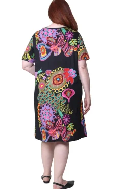 La Cera™ La Cera Novelty Floral Print Plus Size Short Sleeve Dress