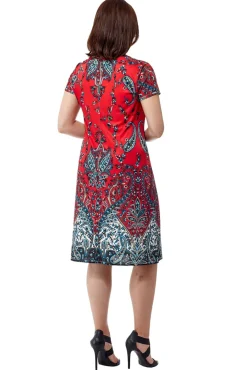 La Cera™ La Cera Paisley Printed Short Sleeve Dress