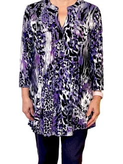 La Cera™ La Cera Pleat Front Animal Printed Tunic