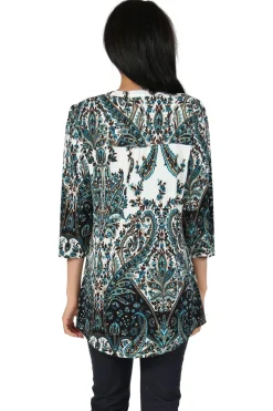 La Cera™ La Cera Pleat Front Paisley Tunic