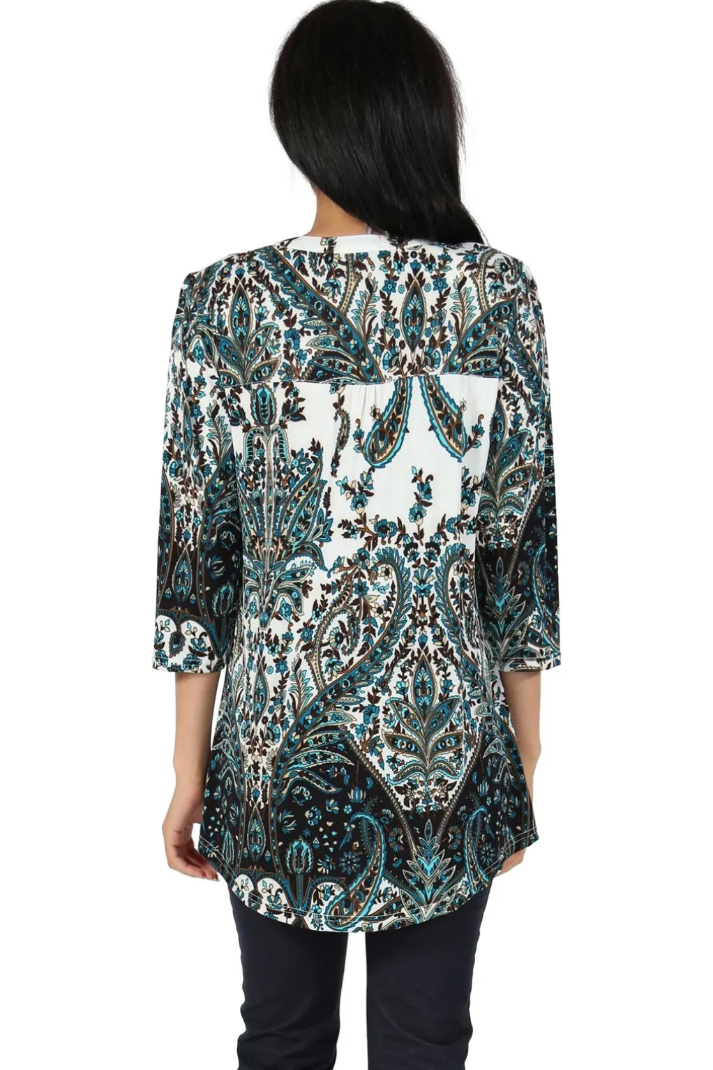 La Cera™ La Cera Pleat Front Paisley Tunic