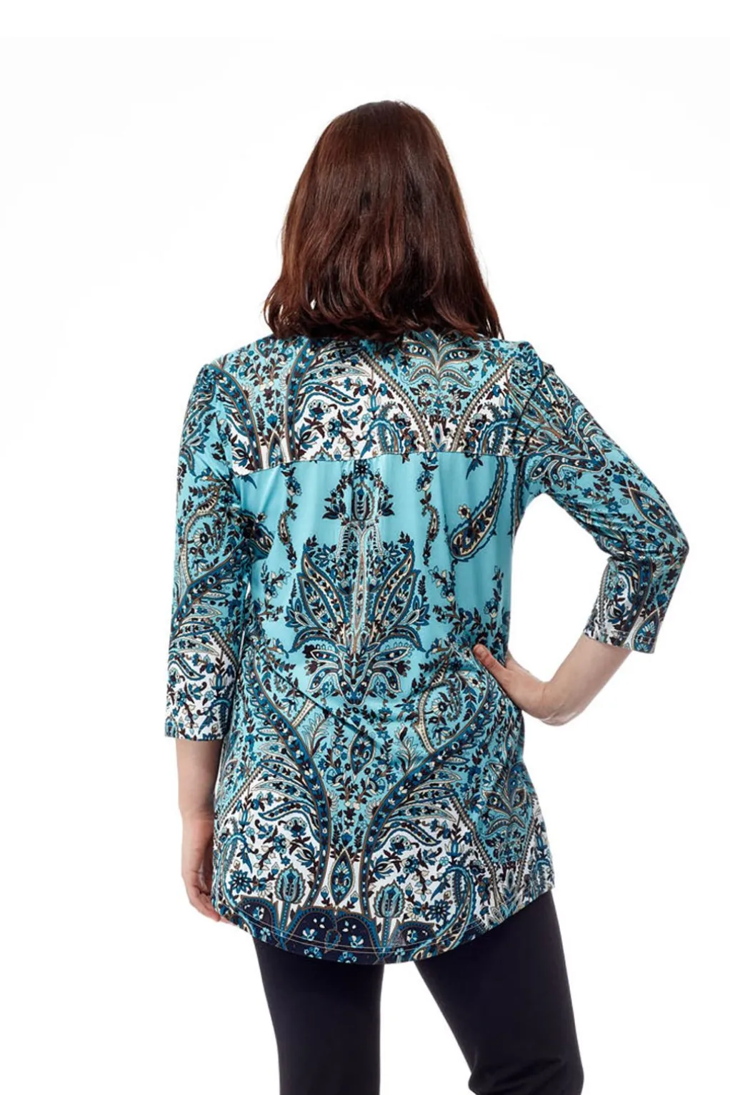 La Cera™ La Cera Pleat Front Paisley Tunic