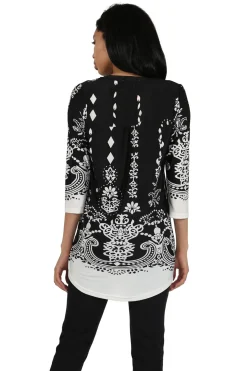 La Cera™ La Cera Pleat Front Printed Tunic