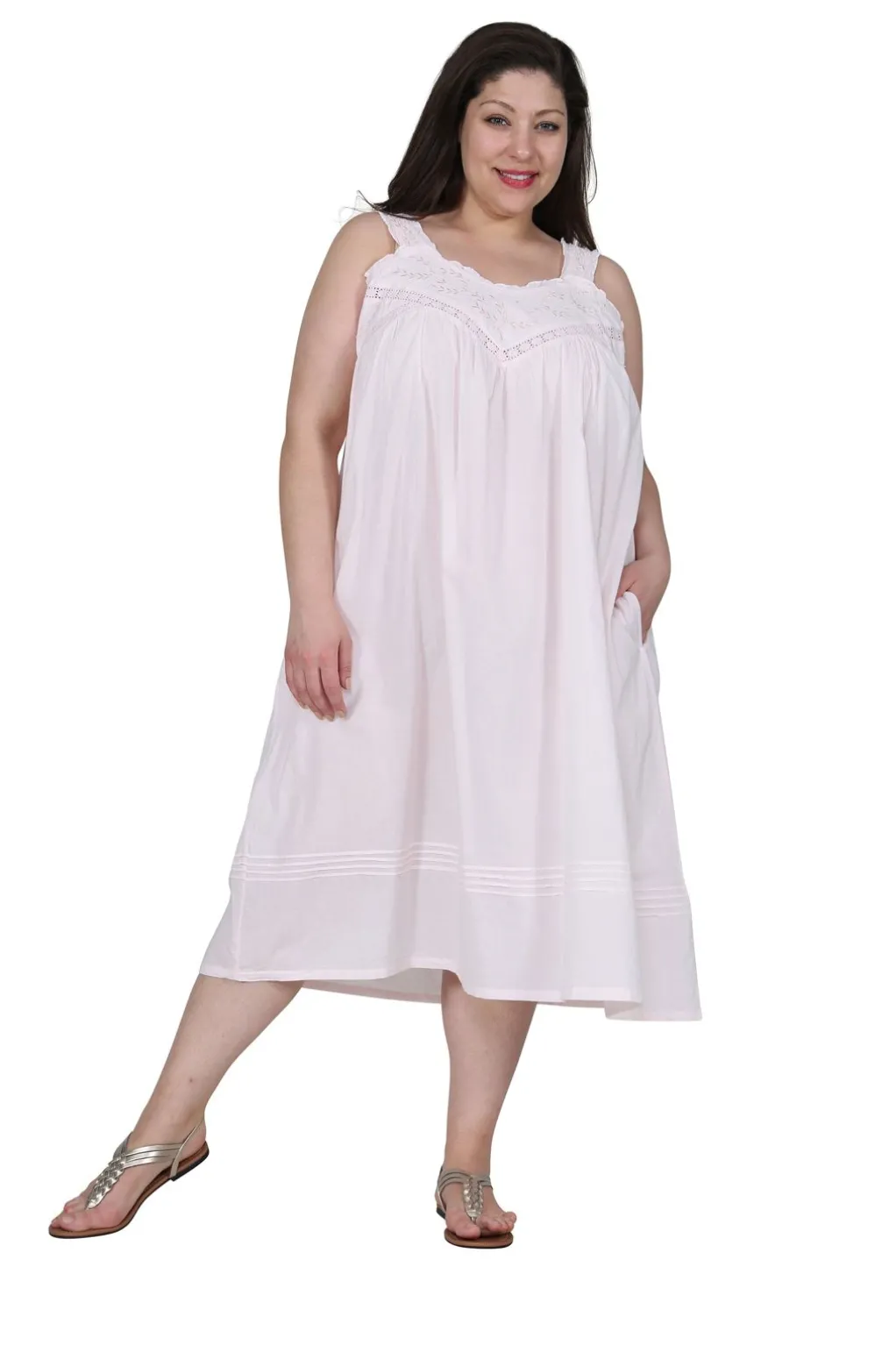 La Cera™ La Cera Plus Size Embroidered Sleeveless Pinafore Gown