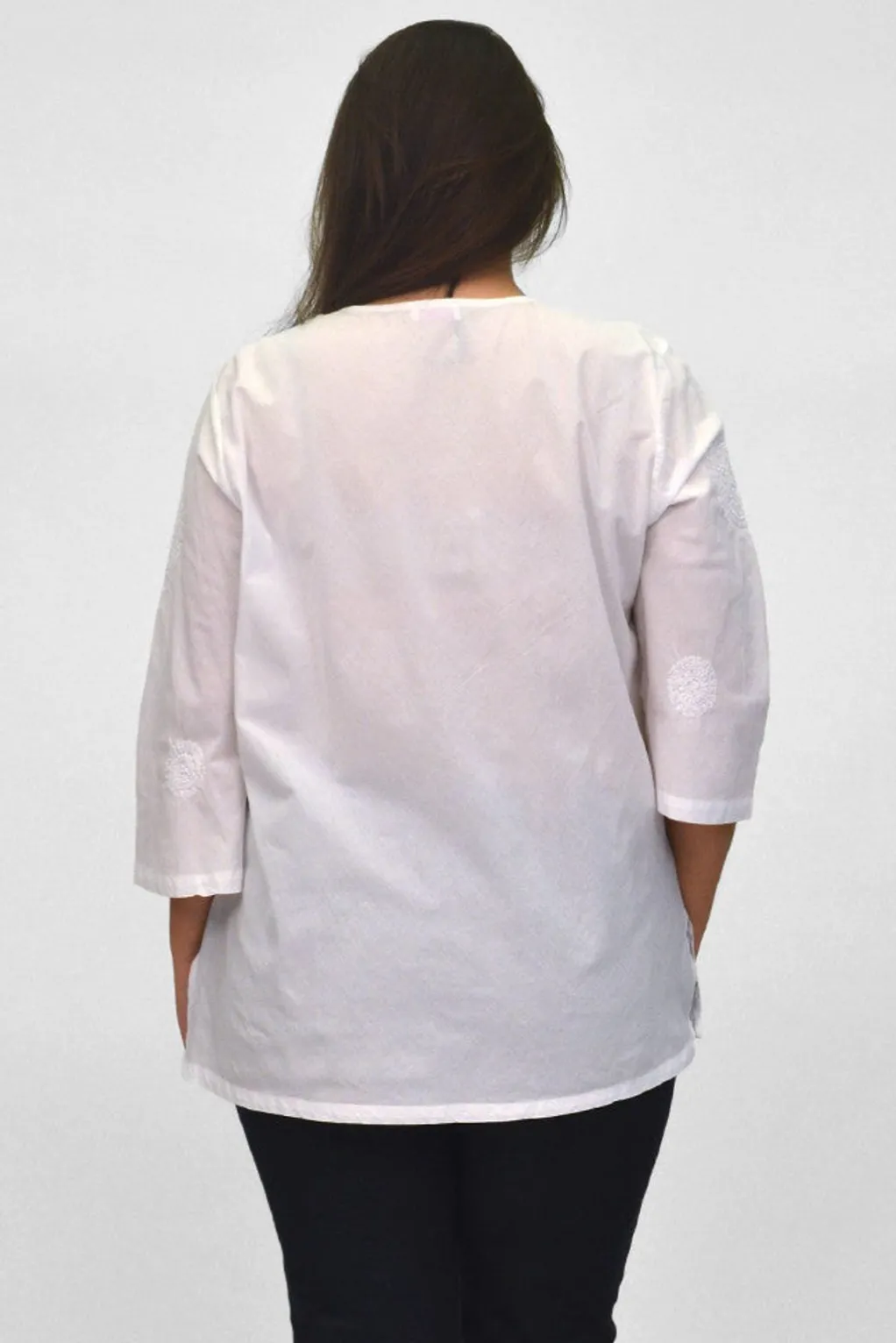La Cera™ La Cera Plus Size Embroidered V-Neck Casual Shirt