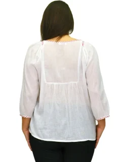 La Cera™ La Cera Plus Size Embroidered Peasant Top