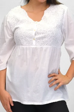 La Cera™ La Cera Plus Size Embroidered Bodice Blouse
