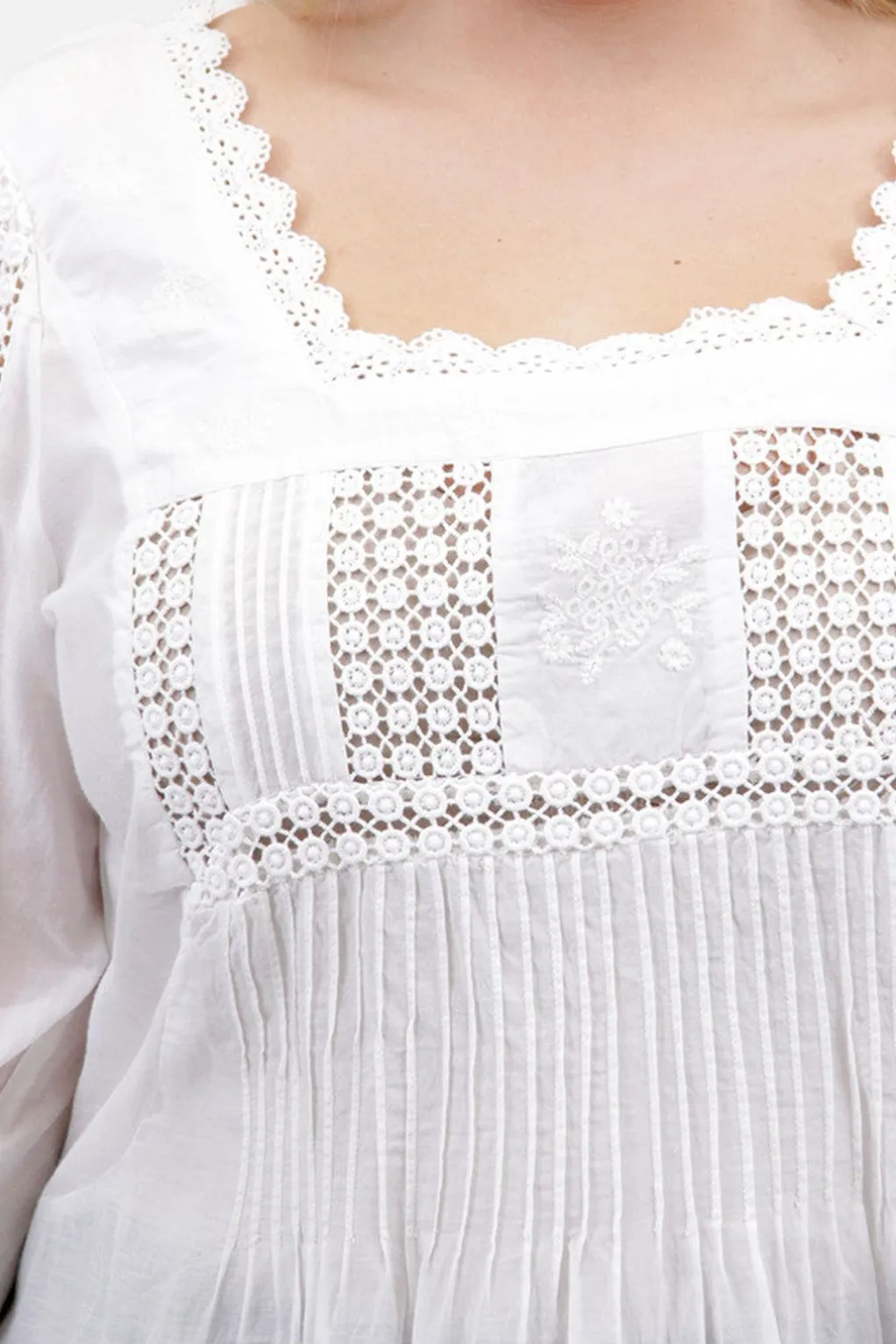 La Cera™ La Cera Plus Size Long Sleeve Lace Detail Top