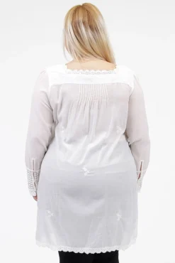 La Cera™ La Cera Plus Size Long Sleeve Lace Detail Top