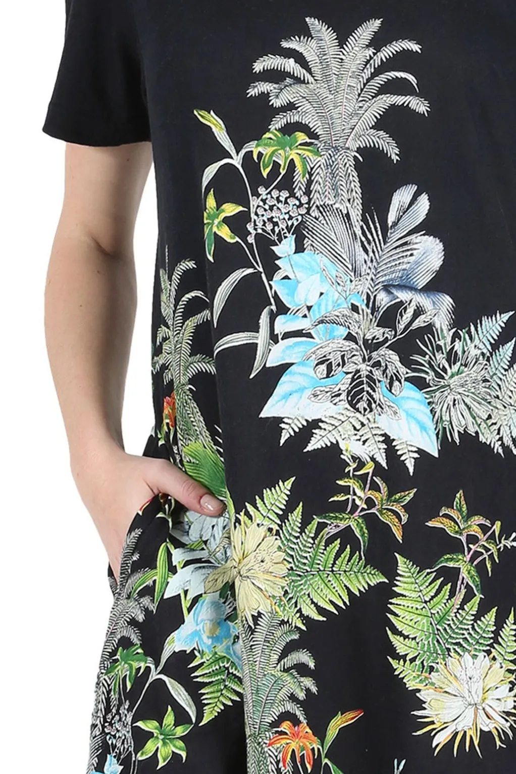 La Cera™ La Cera Printed A-Line Cotton Jersey Knit Dress