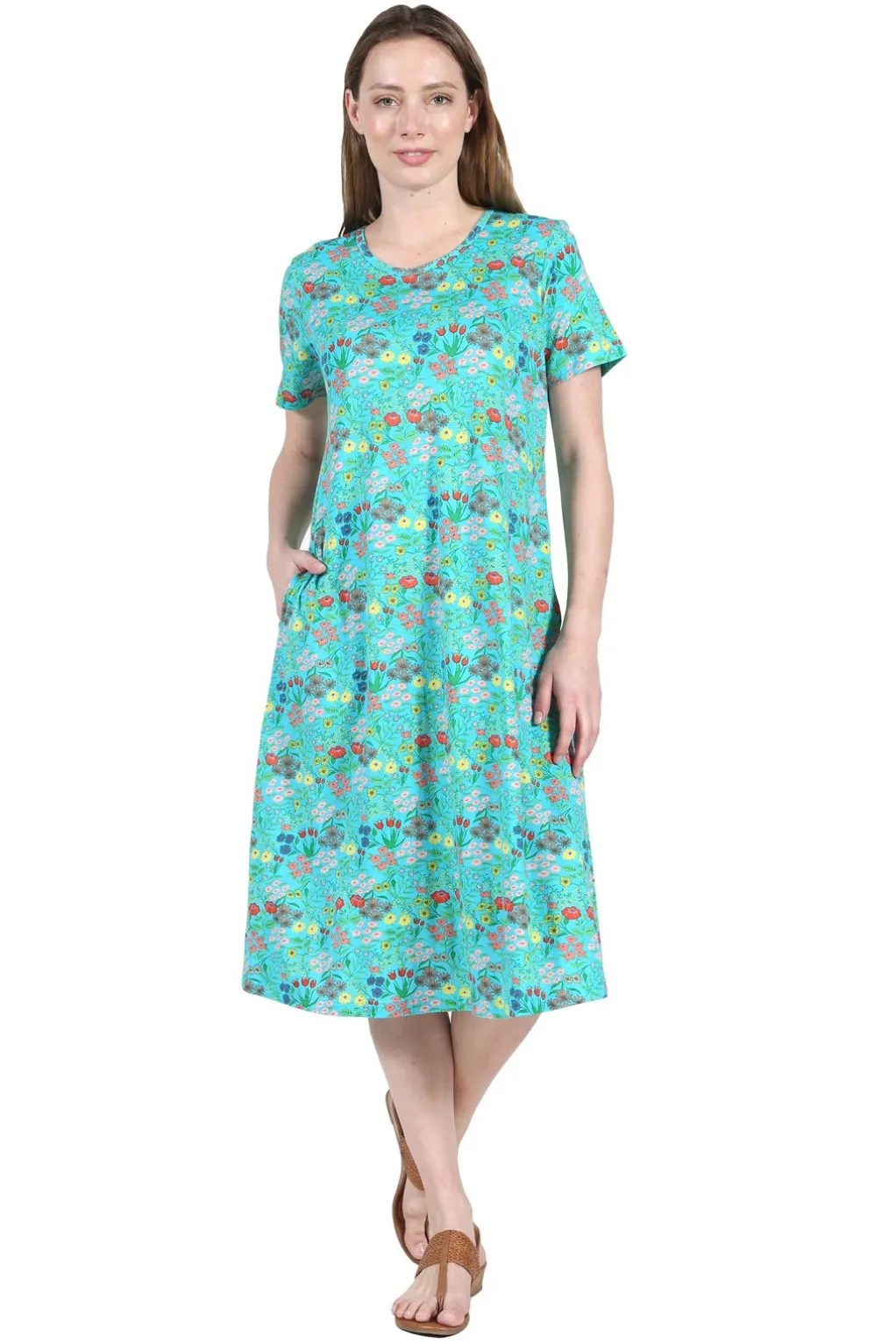 La Cera™ La Cera Printed A-Line Cotton Jersey Knit Plus Size Dress