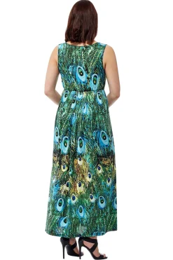 La Cera™ La Cera Printed Sleevless Maxi Dress