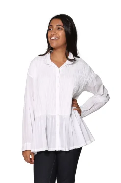 La Cera™ La Cera Puckered Button-Up Top