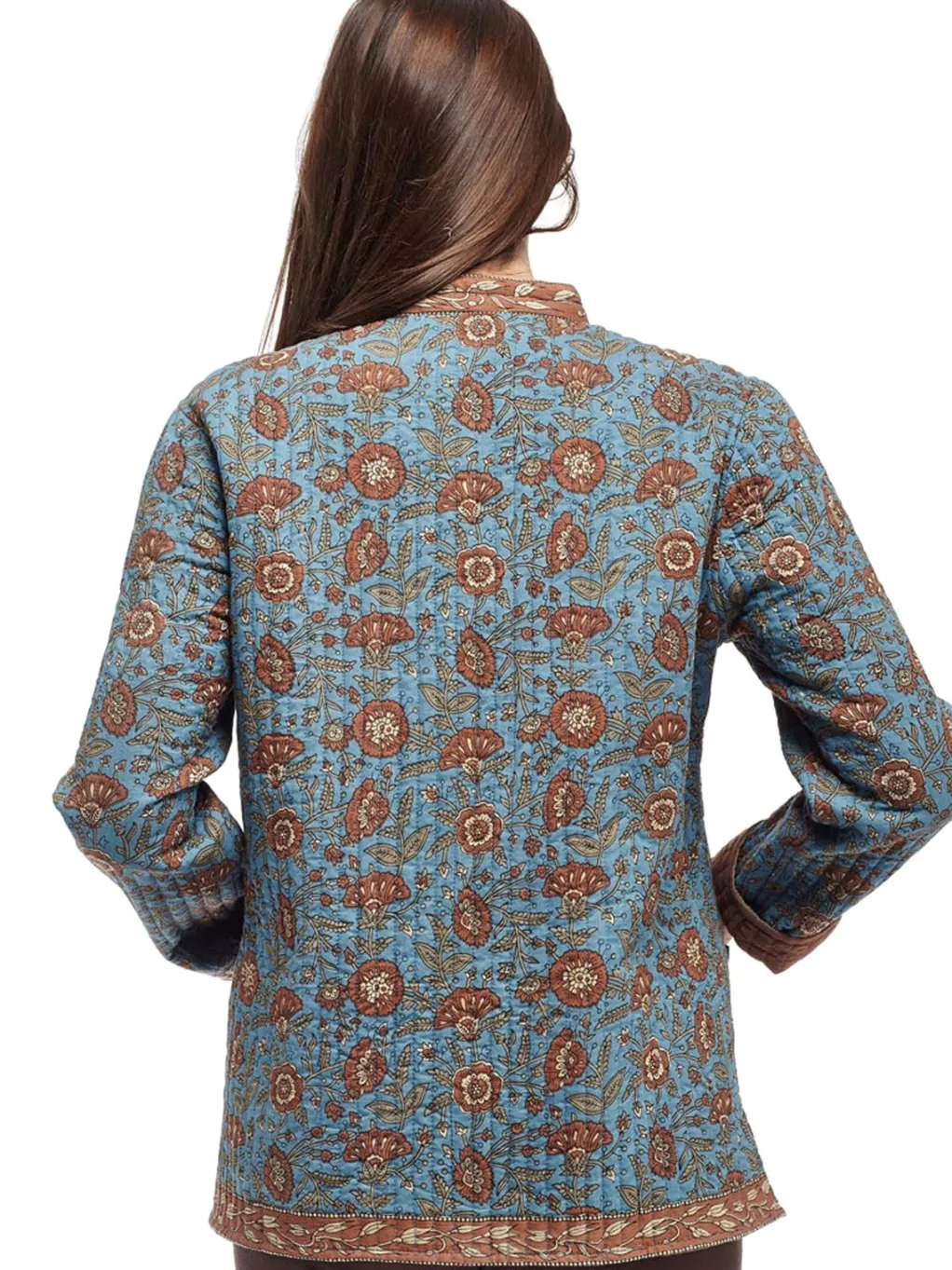 La Cera™ La Cera Quilted Blue Mandarin Jacket