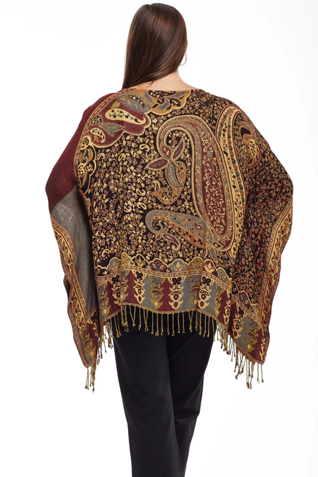 La Cera™ La Cera Shawl Paisley Printed Poncho