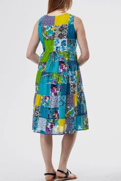 La Cera™ La Cera Short Multicolored Patchwork Dress