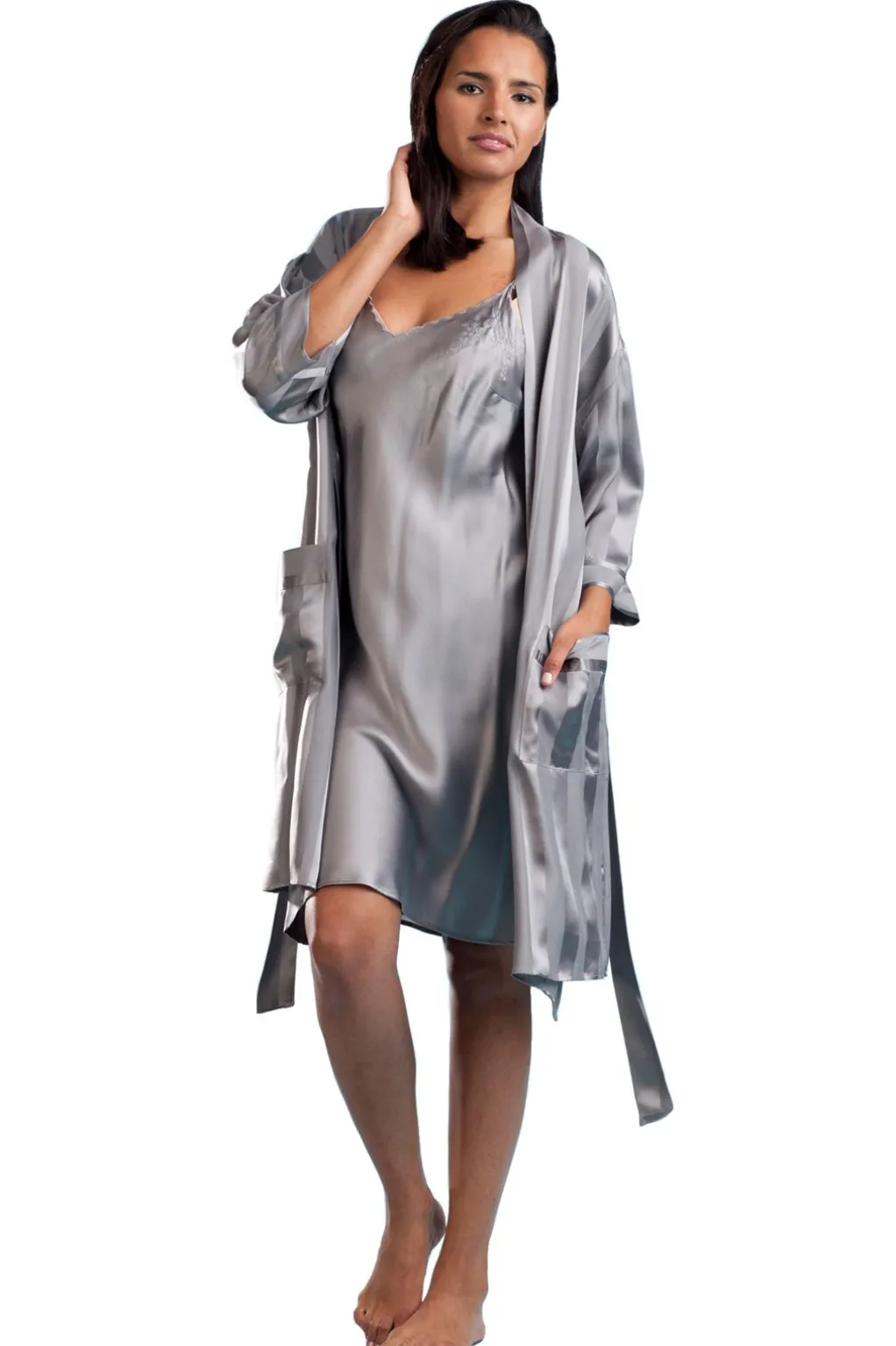 La Cera™ La Cera Short Silk Chemise