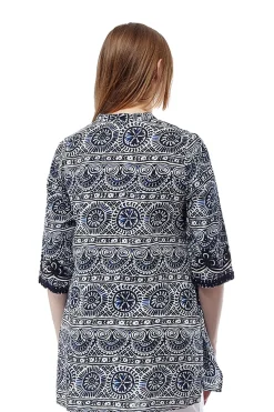 La Cera™ La Cera Short Sleeve Printed Tunic Top