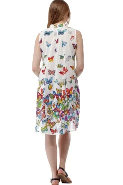 La Cera™ La Cera Sleeveless Butterfly Printed Dress