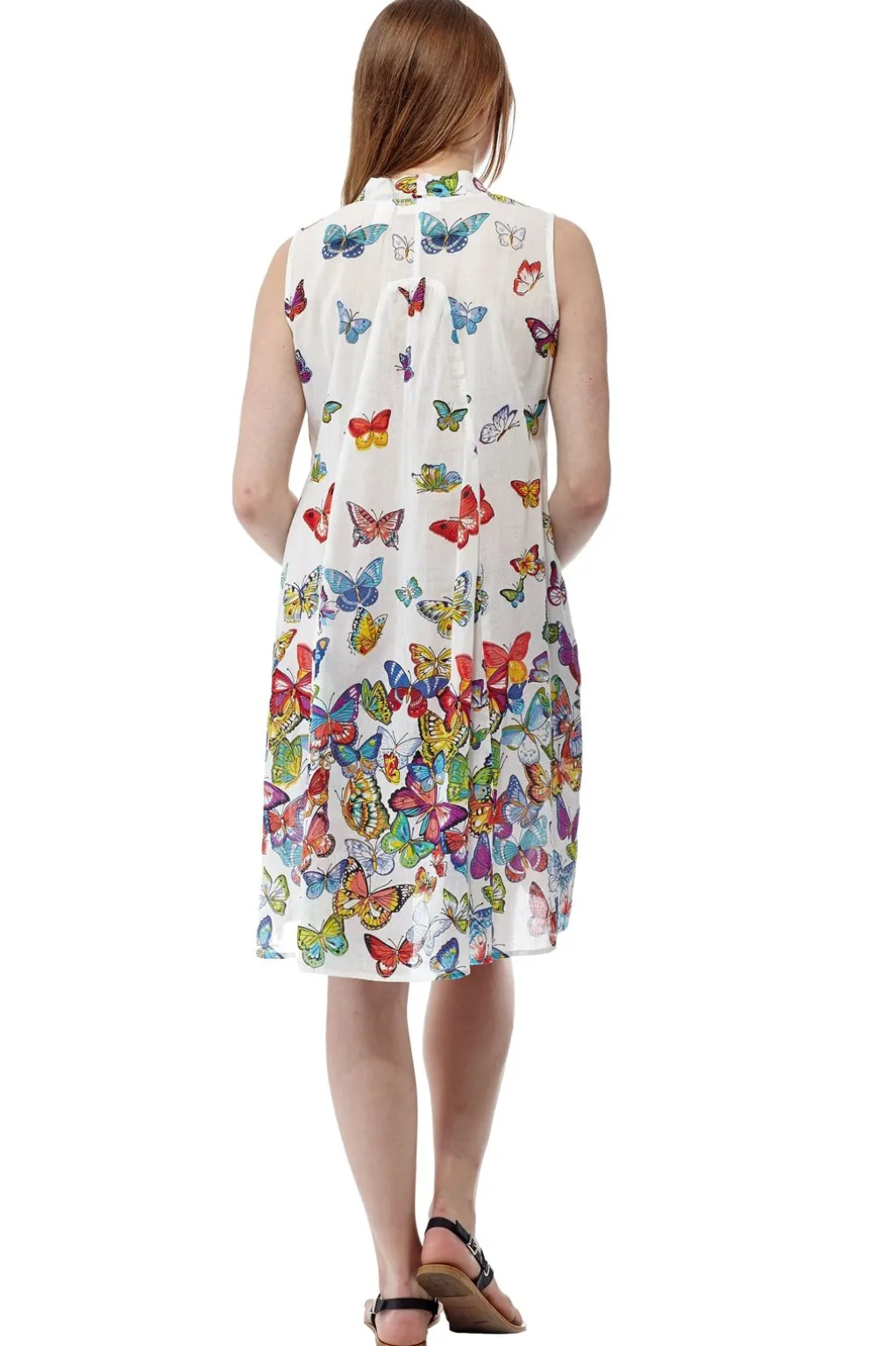 La Cera™ La Cera Sleeveless Butterfly Printed Dress