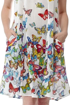 La Cera™ La Cera Sleeveless Butterfly Printed Dress