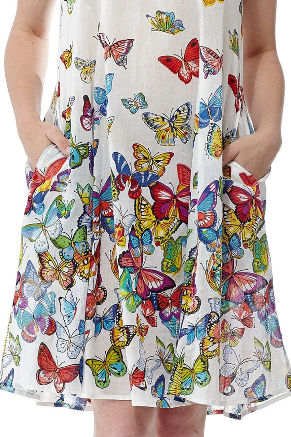 La Cera™ La Cera Sleeveless Butterfly Printed Dress