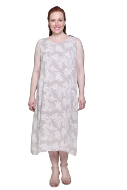 La Cera™ La Cera Sleeveless Floral Tonal Printed A-Line Dress - Plus Size