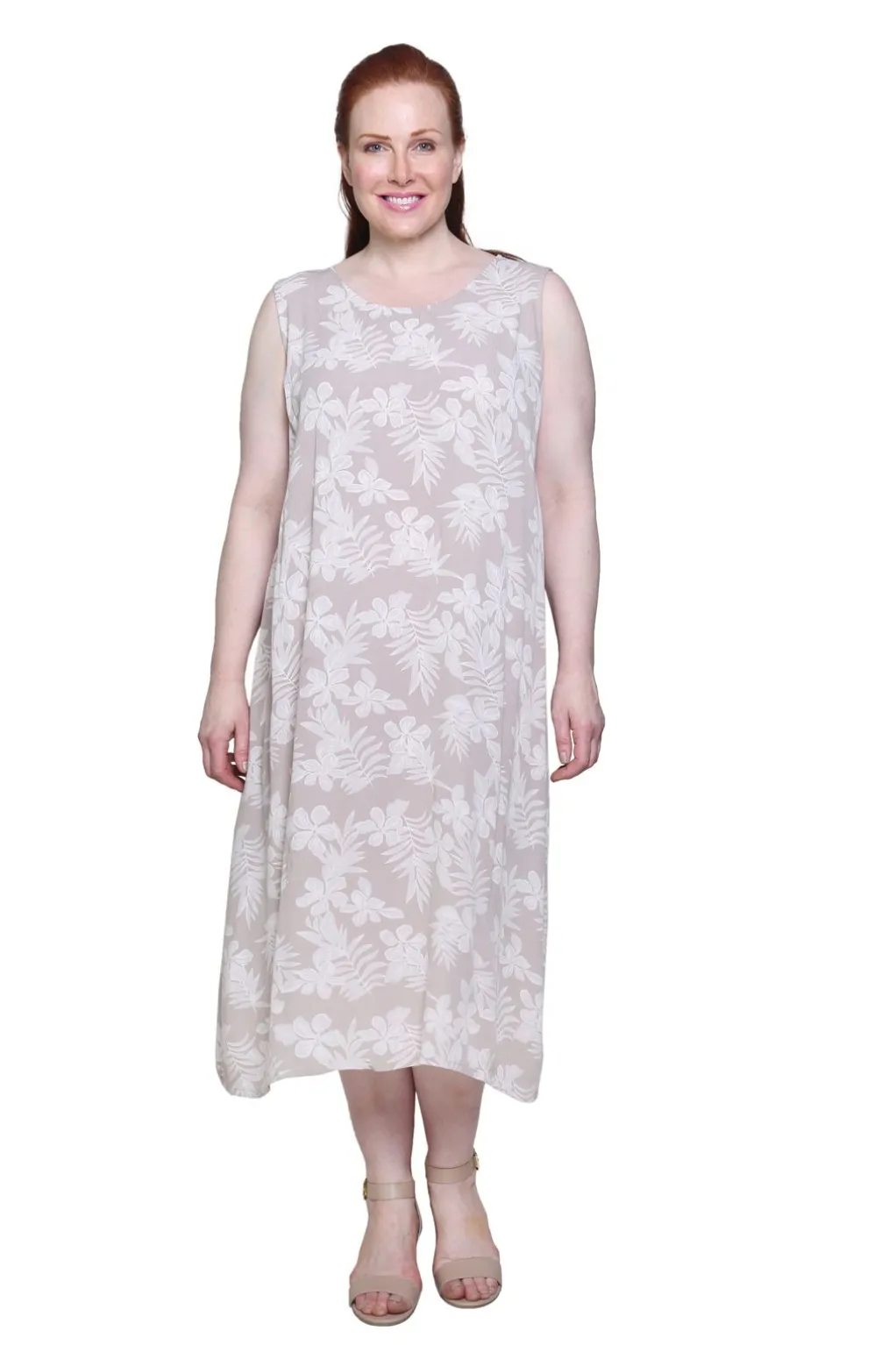 La Cera™ La Cera Sleeveless Floral Tonal Printed A-Line Dress - Plus Size