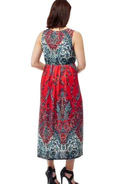 La Cera™ La Cera Sleeveless Paisley Printed Maxi Dress