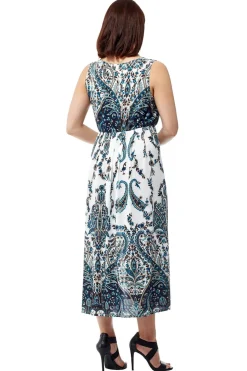 La Cera™ La Cera Sleeveless Paisley Printed Maxi Dress
