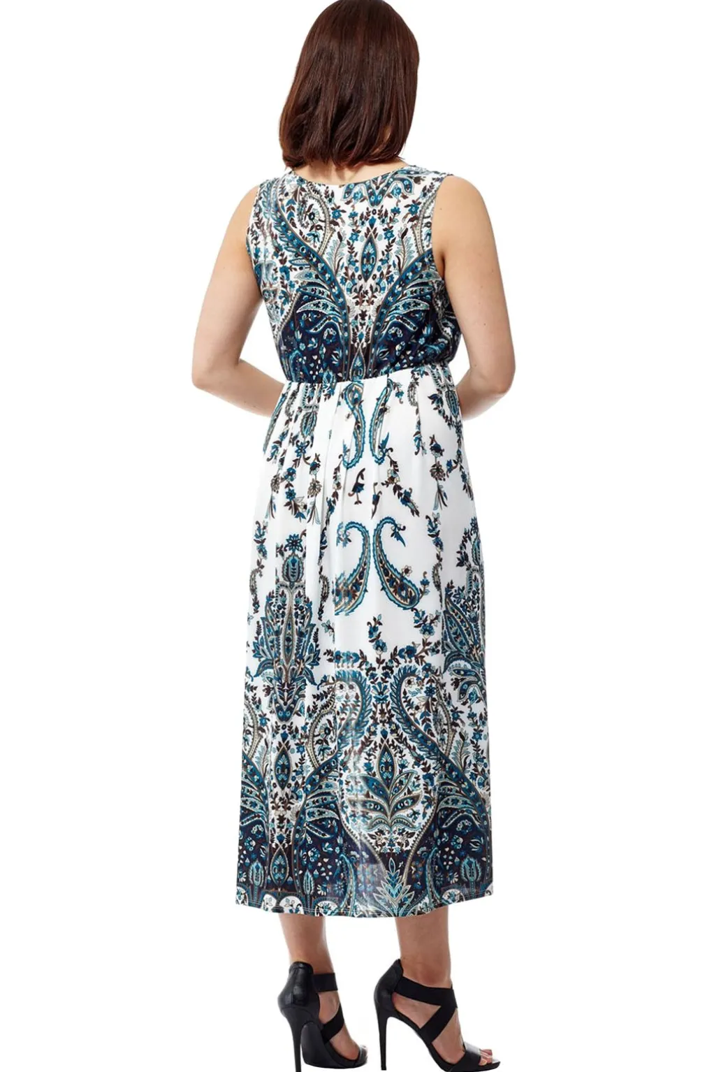 La Cera™ La Cera Sleeveless Paisley Printed Maxi Dress