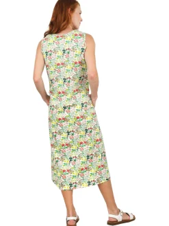 La Cera™ La Cera Sleeveless Printed A-Line Cotton Jersey Knit Dress