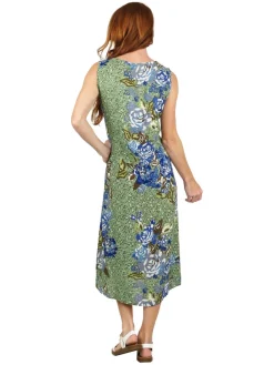 La Cera™ La Cera Sleeveless V-Neck Artistic Floral Dress