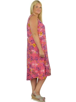 La Cera™ La Cera Sleeveless V-Neck Vibrant Floral Dress - Plus Size