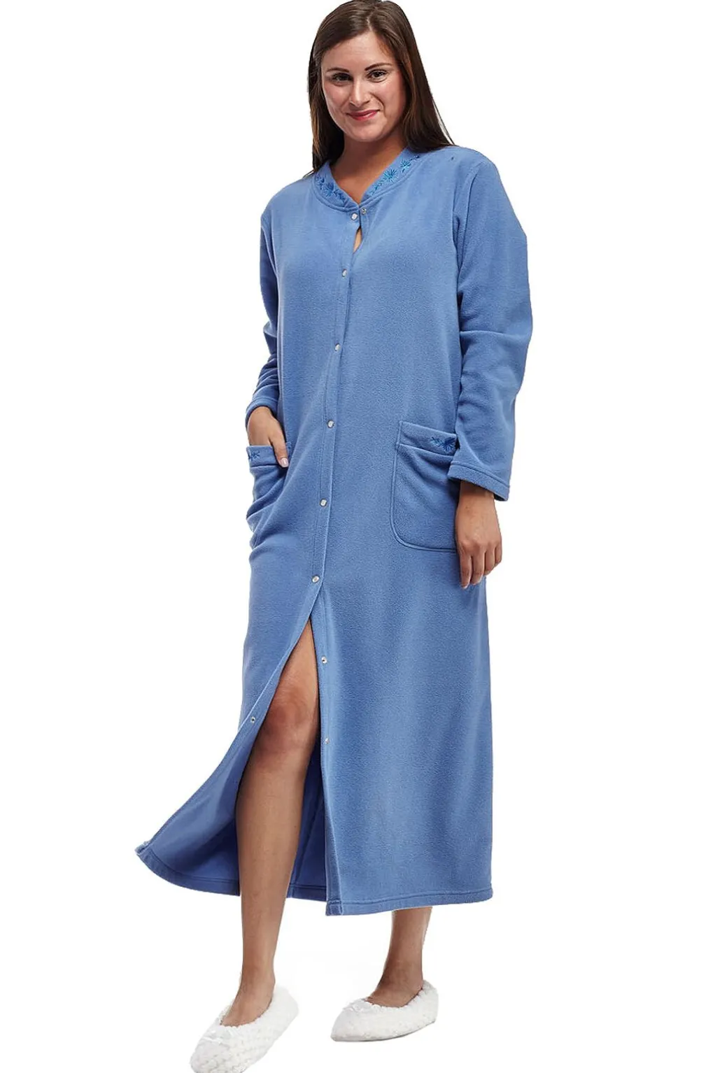 La Cera™ La Cera Snap Front Fleece Robe