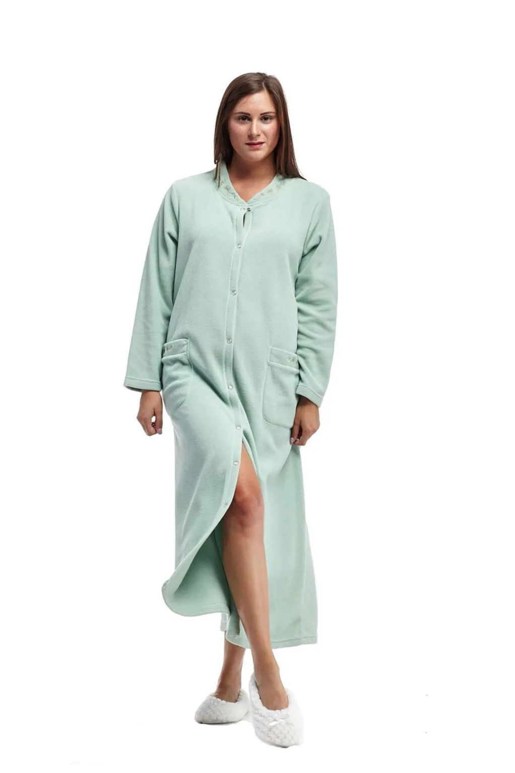 La Cera™ La Cera Snap Front Fleece Robe