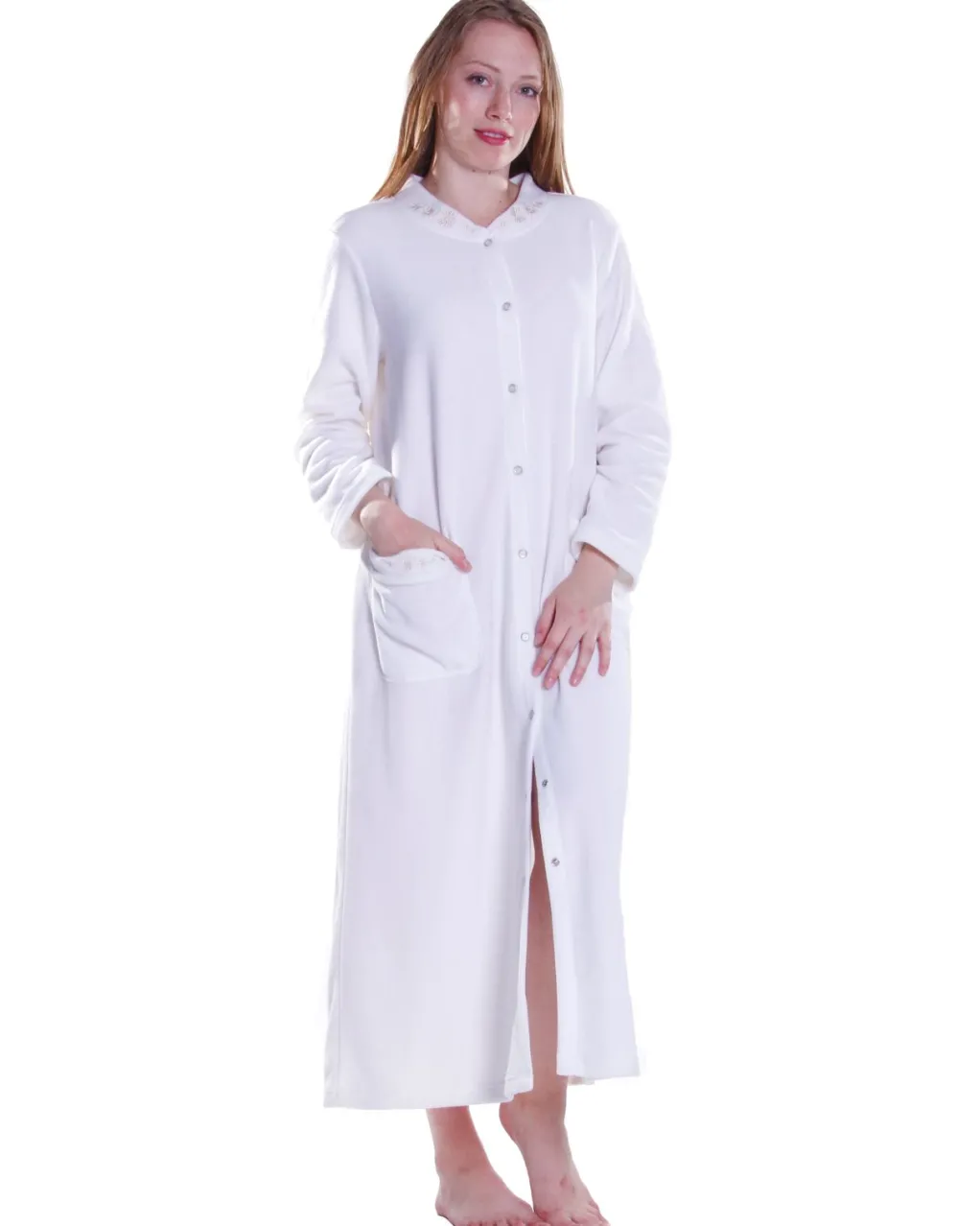 La Cera™ La Cera Snap Front Fleece Robe