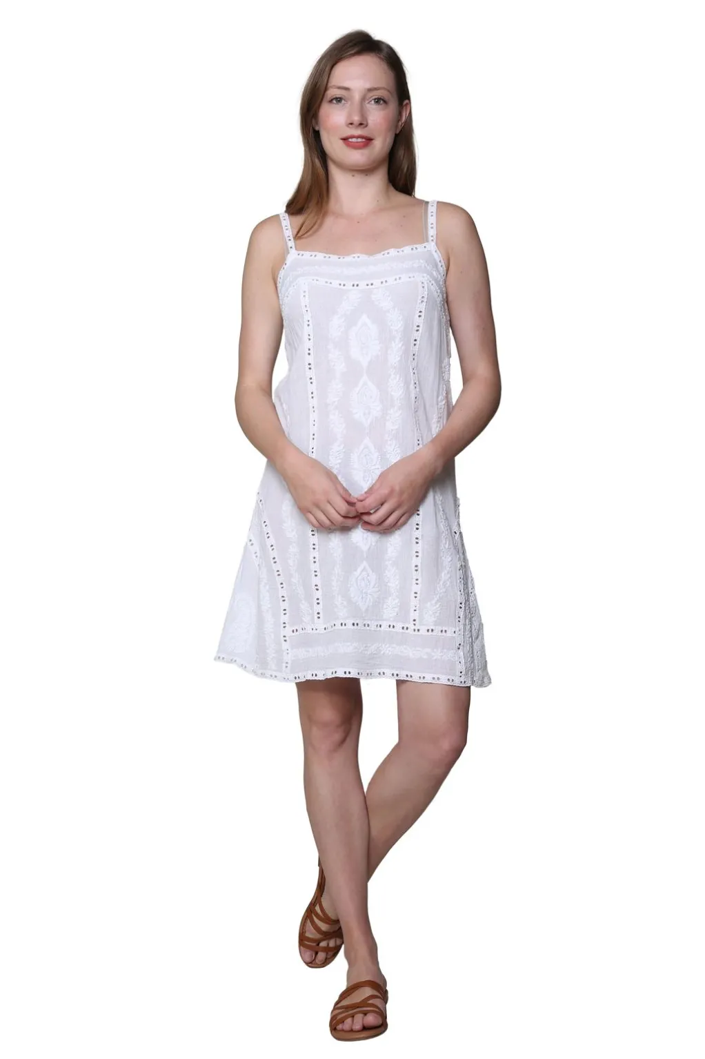 La Cera™ La Cera Spaghetti Strap Embroidered Chemise