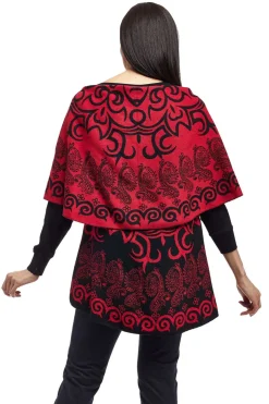 La Cera™ La Cera Swirl Patterned Shawl Poncho