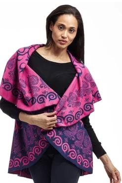 La Cera™ La Cera Swirl Patterned Shawl Poncho