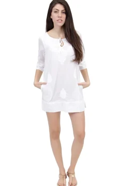 La Cera™ La Cera Tassel Tied Embroidered Cover Up