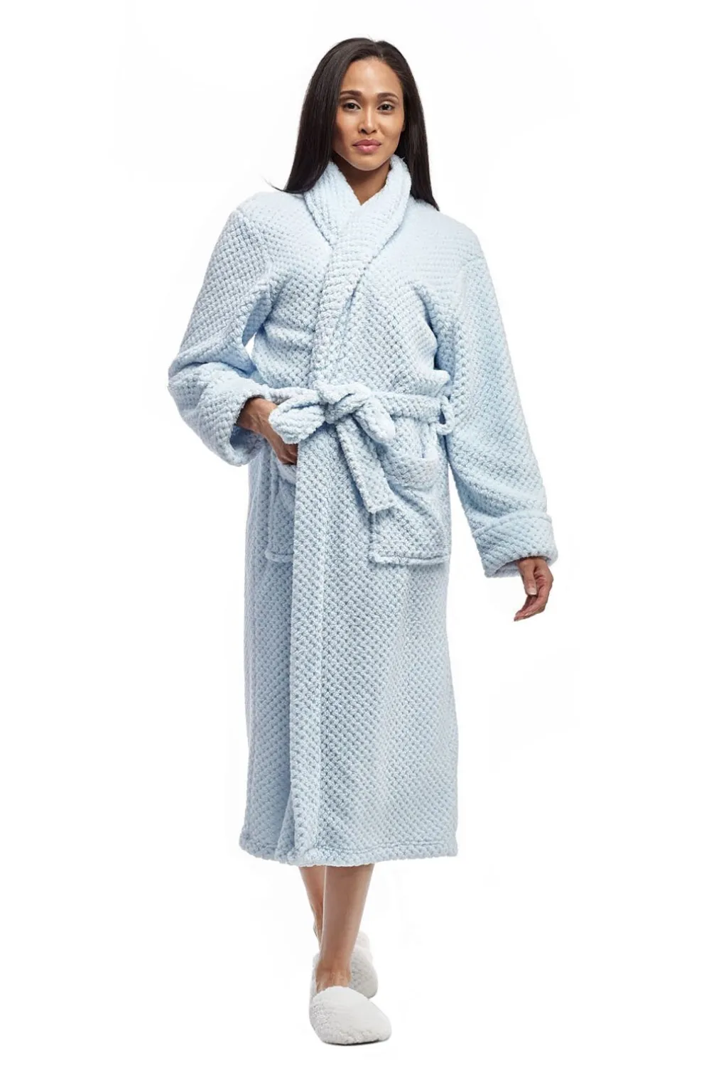 La Cera™ La Cera Textured Full Length Fleece Bath Robe