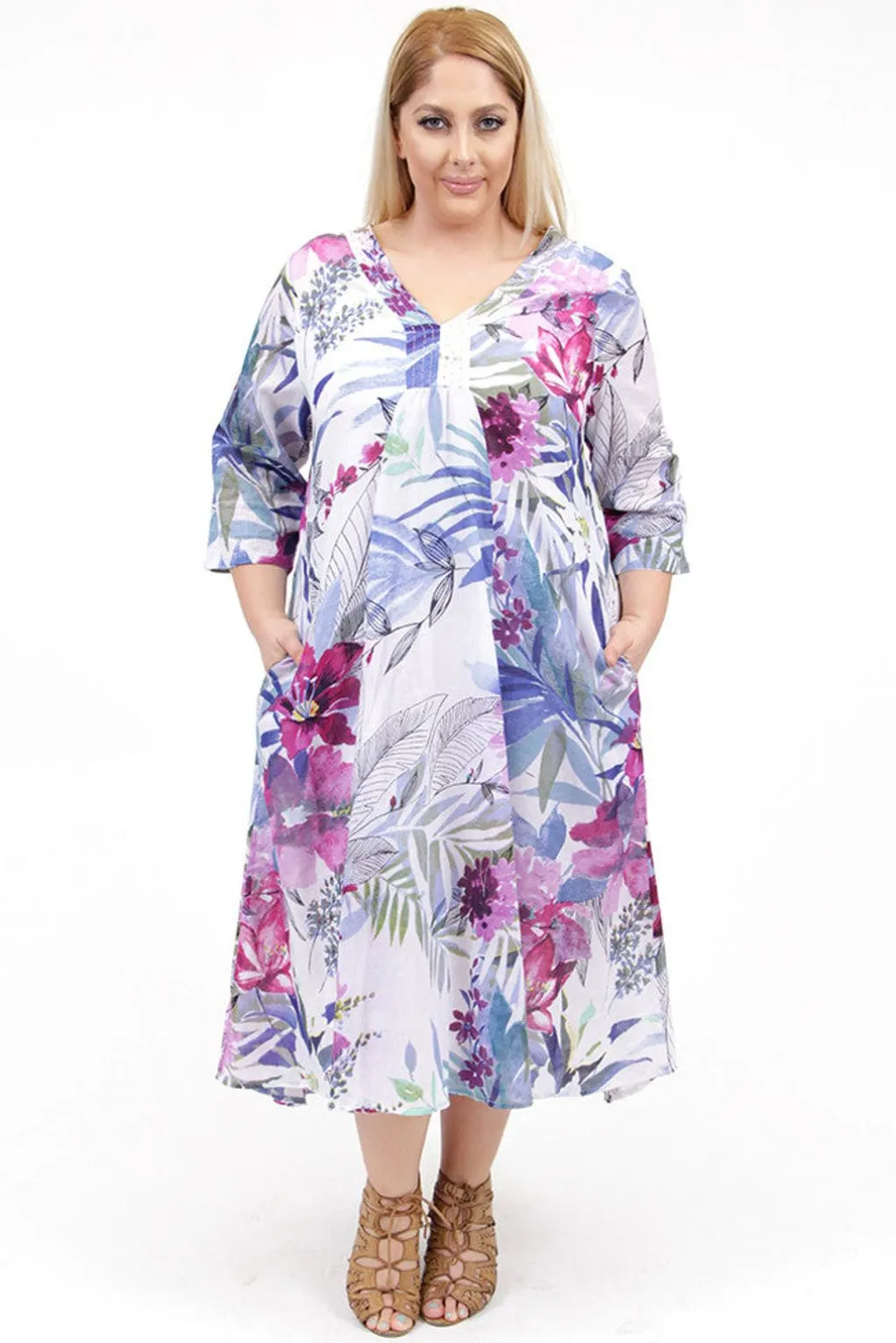 La Cera™ La Cera Women'S Plus Size High-Low Printed Caftan