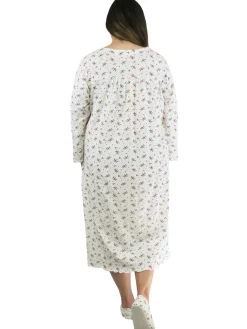 La Cera™ Long Sleeve Cotton Knit Mistletoe Nightgown